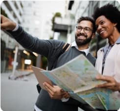 Travel journalist working on location